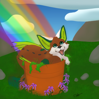 Lucky pot fox by Felix, Tsune, Shear
